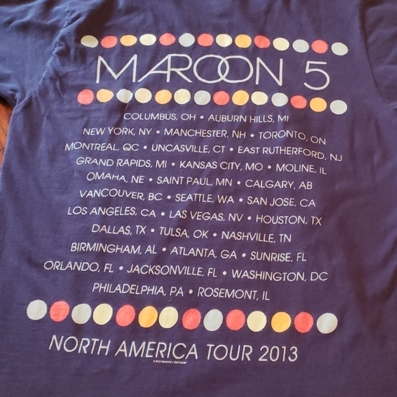 Maroon 5 Navy 2013 No. American Tour Tee Shirt - Picture 6 of 6